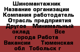 Шиномантажник › Название организации ­ Компания-работодатель › Отрасль предприятия ­ Другое › Минимальный оклад ­ 20 000 - Все города Работа » Вакансии   . Тюменская обл.,Тобольск г.